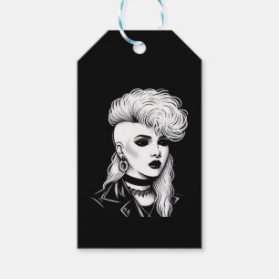 Punk Rock Girl with Side Shave Haircut Retro Gift Tags