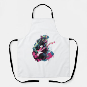Punk Rock Guitar Calico Cat Guitarist  Apron