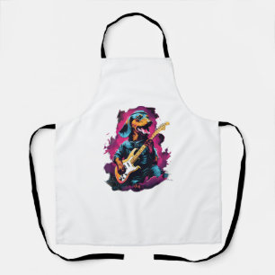 Punk Rock Guitar Dachshund Dog Guitarist T-Shirt Apron