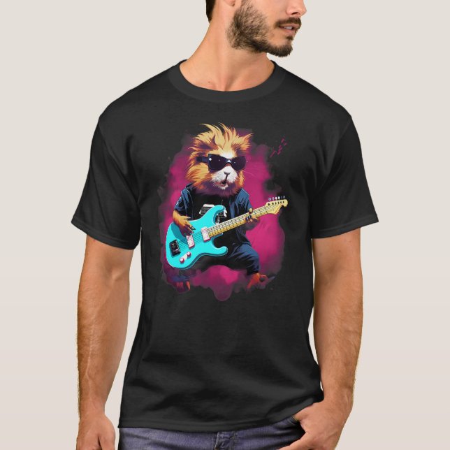 Punk Rock Guitar Guinea Pig Guitarist T-Shirt (Front)