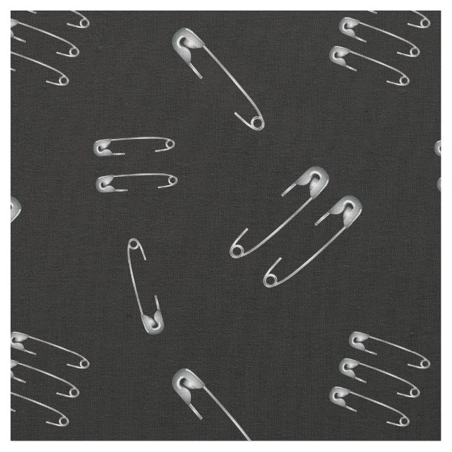 Punk Rock Heavy Metal Goth Safety Pin Pattern Fabric (Close Up)