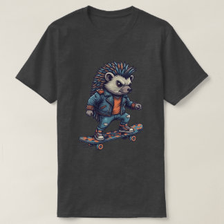 Punk Rock Hedgehog Skateboard T-Shirt