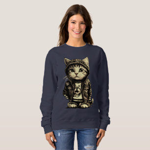 Punk Rock Kitten Cute Cat Design Sweatshirt