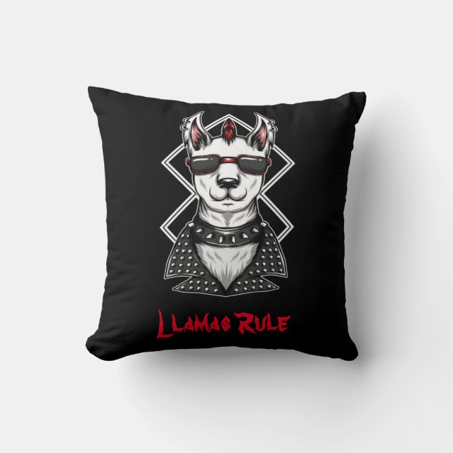 Punk Rock Llamas Rule Cushion (Front)