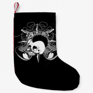 Punk Rock Mohawk Skull Roses Guitars Spikes Small Christmas Stocking