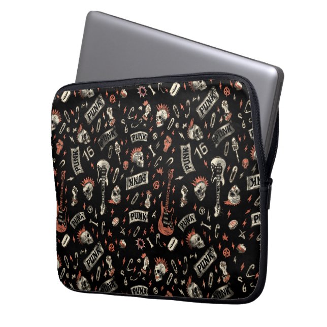 Punk Rock Pattern – Bold & Rebellious  Laptop Sleeve (Front Left)