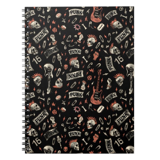 Punk Rock Pattern – Bold & Rebellious  Notebook (Front)