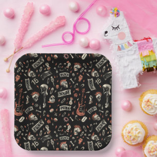 "Punk Rock Pattern – Bold & Rebellious Paper Plate