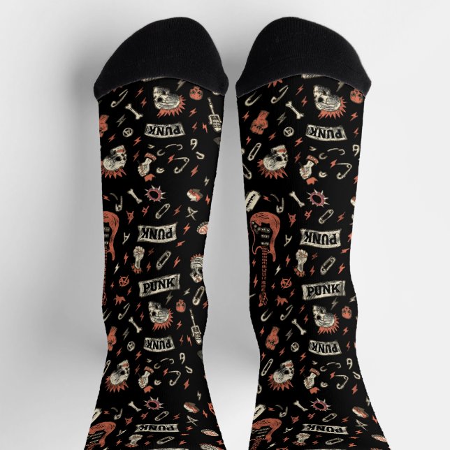 Punk Rock Pattern – Bold & Rebellious  Socks (Top)