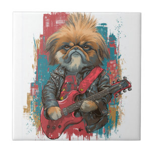 Punk Rock Pekingese � Rebel Dog Ceramic Tile