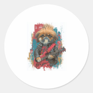 Punk Rock Pekingese � Rebel Dog Classic Round Sticker