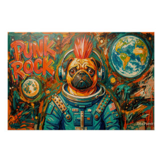 PUNK ROCK PUG ASTRONAUT 2 POSTER