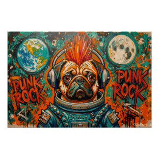 PUNK ROCK PUG ASTRONAUT 3 POSTER