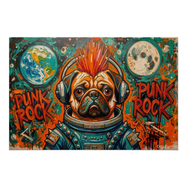 PUNK ROCK PUG ASTRONAUT 3 POSTER (Front)