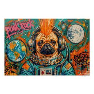 PUNK ROCK PUG ASTRONAUT 5 POSTER