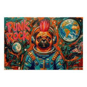 PUNK ROCK PUG ASTRONAUT 6 POSTER
