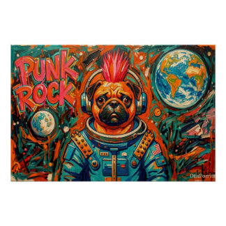 PUNK ROCK PUG ASTRONAUT 6 POSTER