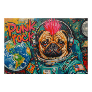 PUNK ROCK PUG ASTRONAUT 7 POSTER