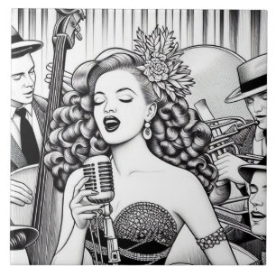 Punk Rock Rockabilly Retro Glam Black & White Ceramic Tile