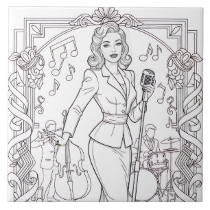 Punk Rock Rockabilly Retro Glam Black & White Ceramic Tile