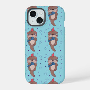 Punk Rock Sea Otter with Fish   Funny Animal Art iPhone 15 Case