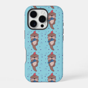 Punk Rock Sea Otter with Fish   Funny Animal Art iPhone 16 Pro Case
