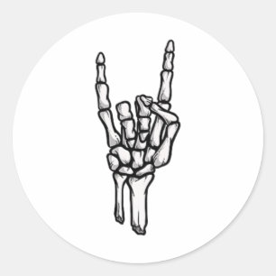 Punk Rock Skeleton Cool Rocker Halloween Men Women Classic Round Sticker