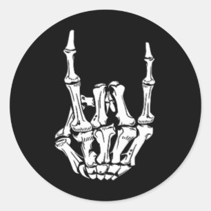 Punk Rock Skeleton Cool Rocker Halloween Men Women Classic Round Sticker