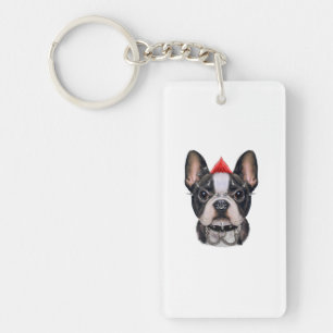 Punk Rock Style French Bulldog For Dog Lover Key Ring