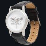 Punk Rock Tattoo Hands True Love 42nd Anniversary Watch<br><div class="desc">Add your names to create a personalised anniversary gift. This watch features a simple graphic in black with two fists with "TRUE LOVE" spelled out in tattoo letters on the fingers with your names (or other text) below in typewriter style font. Since the forty-second anniversary is traditionally clocks and watches...</div>
