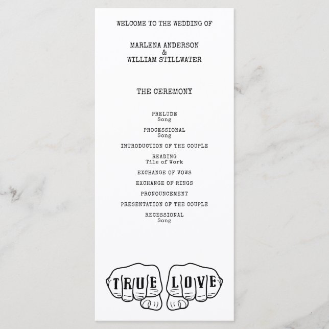 Punk Rock Tattoo Hands True Love Minimalist Program (Front)