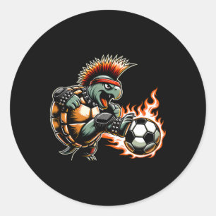 Punk Rock Turtle Kicking Flaming Ll Classic Round Sticker