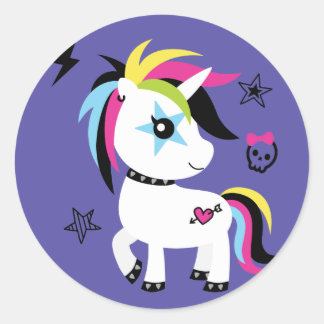 Punk Rock Unicorn Classic Round Sticker