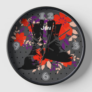 Punk Rocker Boots Personalised Square Wall Clock