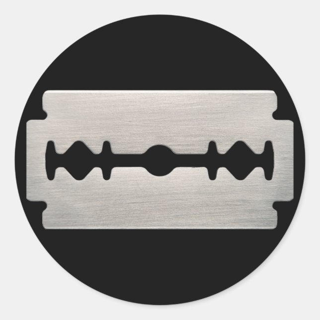 PUNK ROCKER RAZOR BLADE CLASSIC ROUND STICKER (Front)