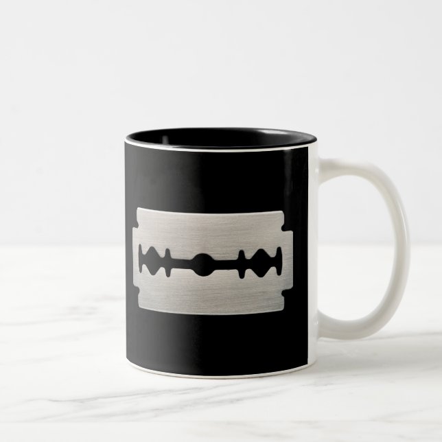 PUNK ROCKER RAZOR BLADE Two-Tone COFFEE MUG (Right)