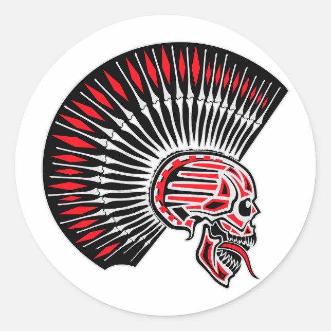 Punk Rocker Skull Tattoo Classic Round Sticker (Front)