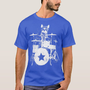 Punk Rockstar Kitten Kitty Cat Drummer Playing Dru T-Shirt