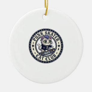 Punk Skater Cat Funny Cat Lover Design - Punk Skat Ceramic Ornament
