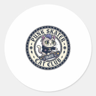 Punk Skater Cat Funny Cat Lover Design - Punk Skat Classic Round Sticker