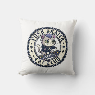 Punk Skater Cat Funny Cat Lover Design - Punk Skat Cushion
