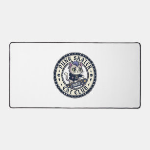 Punk Skater Cat Funny Cat Lover Design - Punk Skat Desk Mat