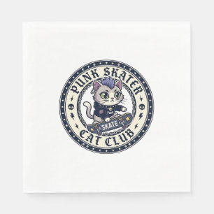 Punk Skater Cat Funny Cat Lover Design - Punk Skat Napkin