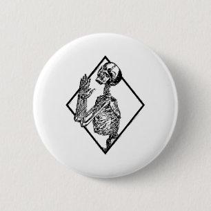 Punk Skeleton Hands Praying Goth Metal Halloween G 6 Cm Round Badge