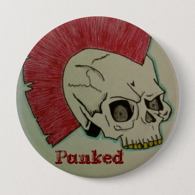 Punk Skull 10 Cm Round Badge (Front)