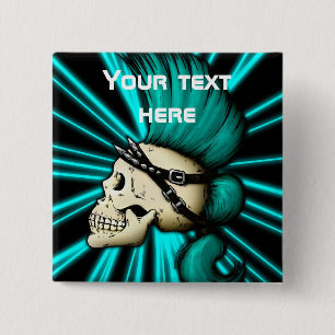 Punk Skull 15 Cm Square Badge