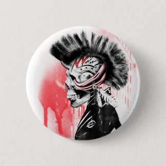 punk skull 6 cm round badge