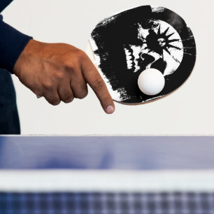 Punk Skull Black and White Ping Pong Paddle