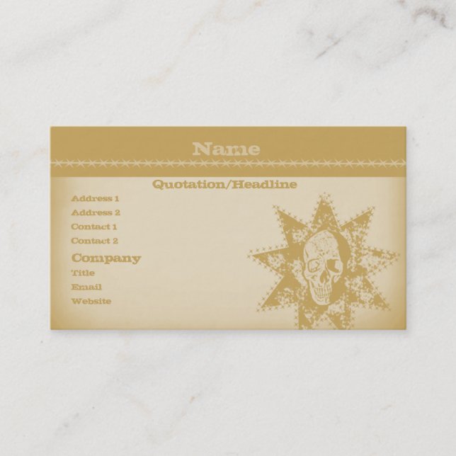 Punk Skull Business Card, Golden Beige Business Card (Front)