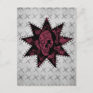 Punk Skull Postcard (Dark Pink)